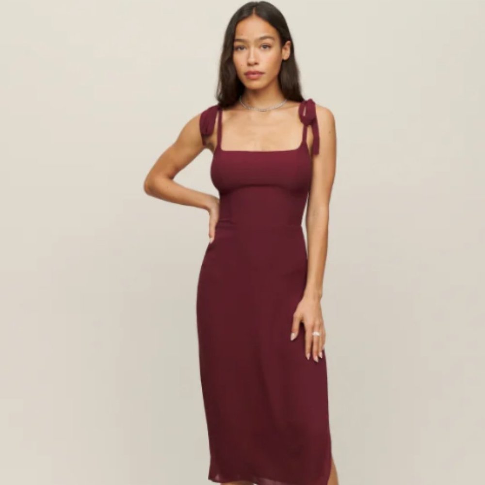 Reformation Besse Tie Strap Dress in Plum BNWT